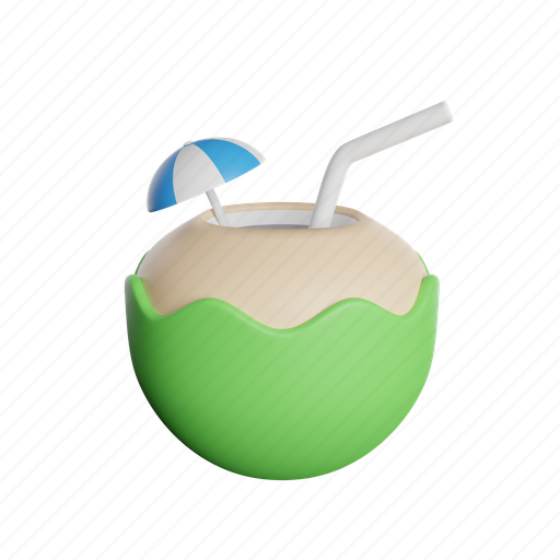 Coconut, drinks, front, drink, water, cocktail, sea 3D illustration - Download on Iconfinder