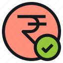 rupee, check, money, finance, currency, indian, mark, tick, payment