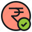 rupee, check, money, finance, currency, indian, mark, tick, payment 