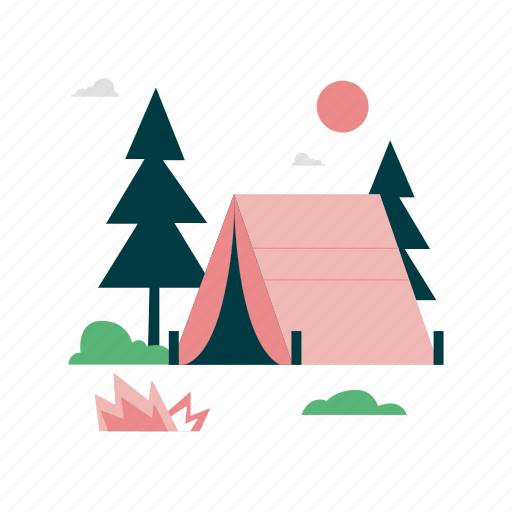 Camping, travel, vacation, airplane, journey, tourism, holiday illustration - Download on Iconfinder