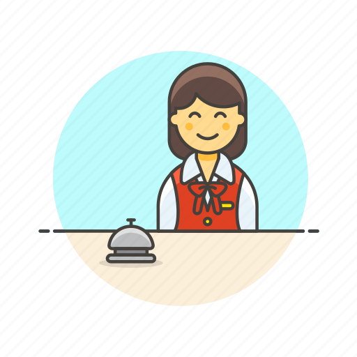 Hotel, receptionist, travel, bell, customer, service, woman icon - Download on Iconfinder