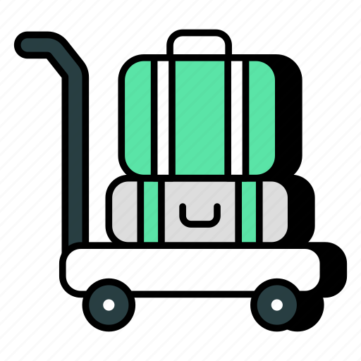 Hotel trolley, trolley bags, handcart, pushcart, luggage cart icon - Download on Iconfinder