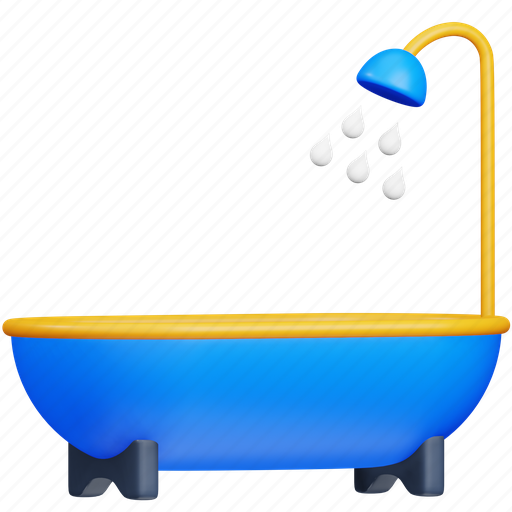 Bathtub, travel, bathroom, holiday, shower, hotel 3D illustration - Download on Iconfinder
