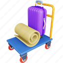 luggage, cart, travel, holiday, airport, bag, trolley