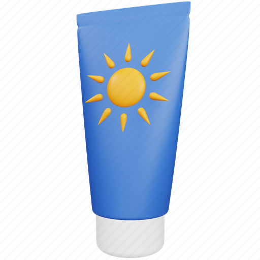 Cream, holiday, beach, sunscream, lotion, sunblock, sun 3D illustration - Download on Iconfinder