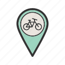 bicycle, cycle, exercise, location, map, pin, travel