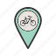 bicycle, cycle, exercise, location, map, pin, travel 