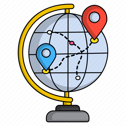 Globe, location pin, navigation, direction, pointing icon - Download on Iconfinder