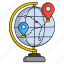 globe, location pin, navigation, direction, pointing 