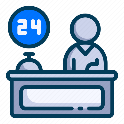 24-hour reception, customer service, customer support, holiday, hotel, travel, traveling icon - Download on Iconfinder