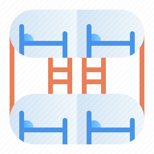 Bunk bed room, capsule hotel, dormitory room, holiday, hotel, travel, traveling icon - Download on Iconfinder