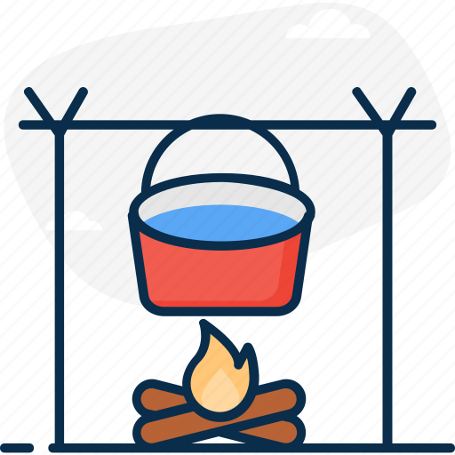 Bonfire, camping food, cauldron, conventional cooking, cooking food, outdoor cooking icon - Download on Iconfinder