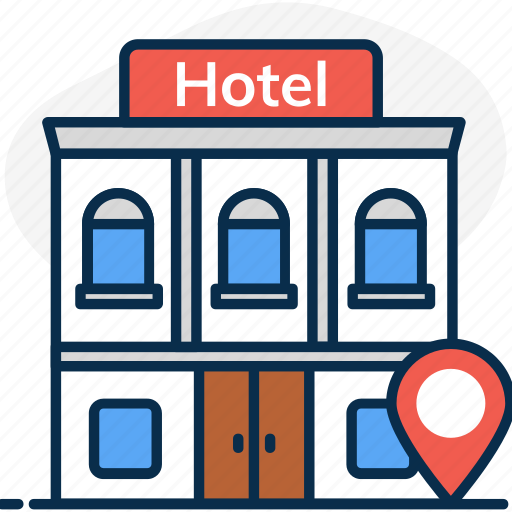 Accommodation, building location, hotel, hotel location, location, motel location, tracking hotel icon - Download on Iconfinder