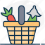 basket, food basket, food bucket, food container, picnic, picnic basket, picnic bucket 