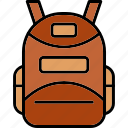 backpack, bag, education, learning, school, schoolbag, hiking, icon
