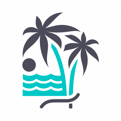 Beach, palm tree, recreation, sunset, travel, vacation, wave icon - Download on Iconfinder