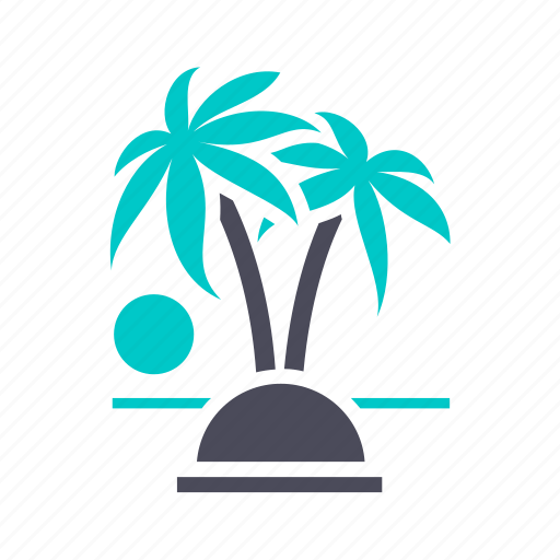 Beach, palm trees, recreation, sun, sunset, travel, vacation icon - Download on Iconfinder