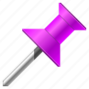 pin, purple, arrow, direction, flag, gps, location, map, marker, navigation, point, pointer, tag, travel, base, label, mark, needle, place, position, target 