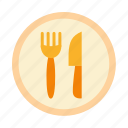 restaurant, fork, knife, plate 