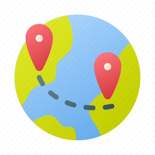 Globe, world, location, pin, route icon - Download on Iconfinder
