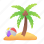 island, beach, seashore, palm, tree 