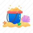 sand, bucket, pail, toy, beach