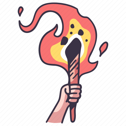 Torch, fire, hot, hand, holding, light, flaming icon - Download on Iconfinder