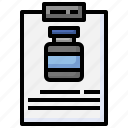 clipboard, pills, bottle, medicine, document