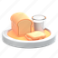 breakfast, meal, morning, bread, milk 