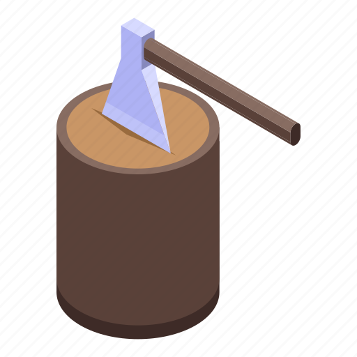 Trunk, axe, isometric icon - Download on Iconfinder