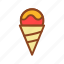 cone, ice cream, set, summer, tukicon 