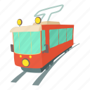 cartoon, rail, tram, transport, transportation, travel, vehicle