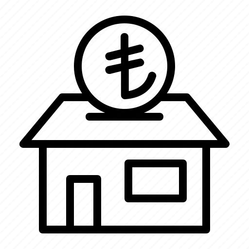 Turkey, lira, currency, house, savings, home, property icon - Download on Iconfinder