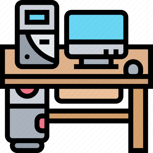 Desk, computer, office, workspace, work icon - Download on Iconfinder