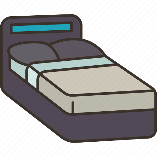 Bed, lighted, headboard, modern, furniture icon - Download on Iconfinder
