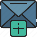add, email, letter, mail, new, ui development
