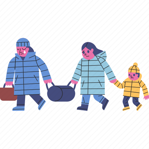 Ukraine, refugee, lost, family, walking, move icon - Download on Iconfinder