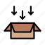 box, carton, package, down, arrow 