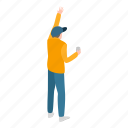 business, cartoon, isometric, man, search, taxi, young