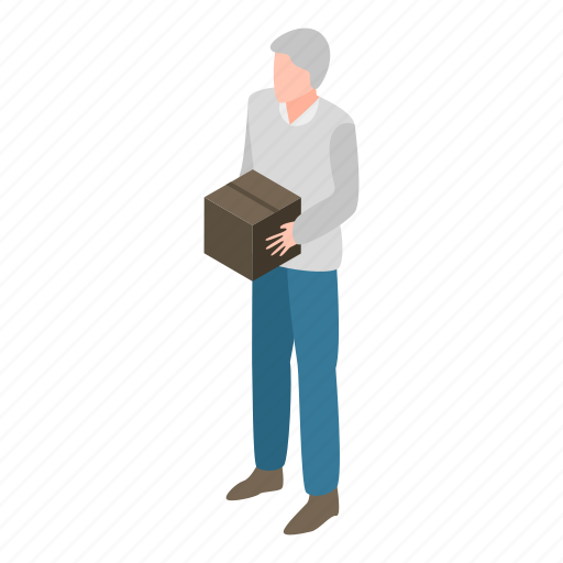 Business, cartoon, isometric, man, senior, without, work icon - Download on Iconfinder