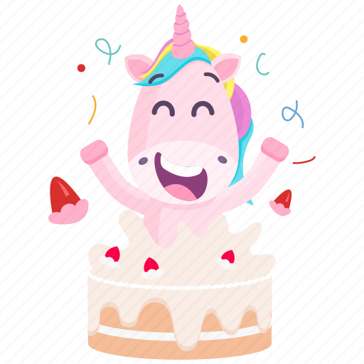 cake celebration emoji emoticon smiley sticker unicorn icon