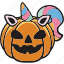 pumpkin, jack, o, lantern, unicorn, spooky, halloween 