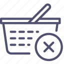 basket, cart, delete, remove, shopping, store
