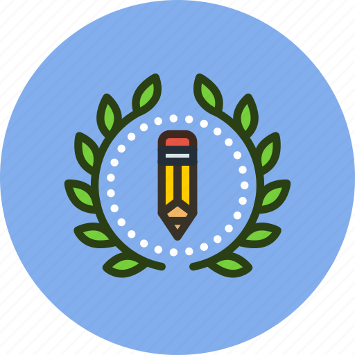Achievement, award, badge, creative, draw, wreath, write icon - Download on Iconfinder
