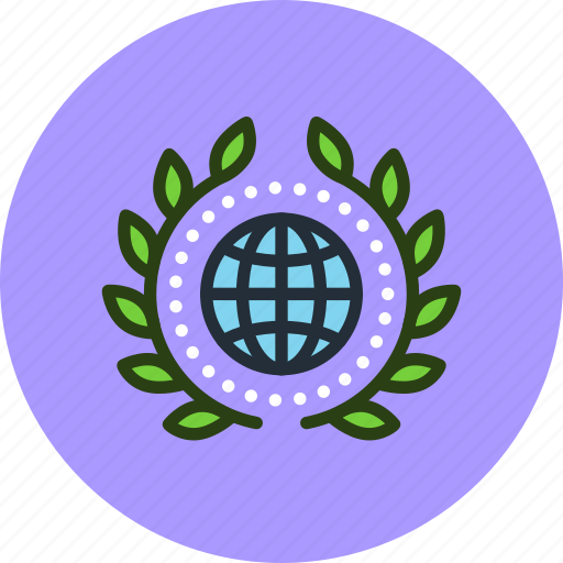 Achievement, award, badge, globalization, globe, web, wreath icon - Download on Iconfinder