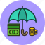 deposit, finance, money, protected, safe, umbrella 