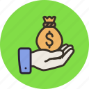 hand, money, money bag