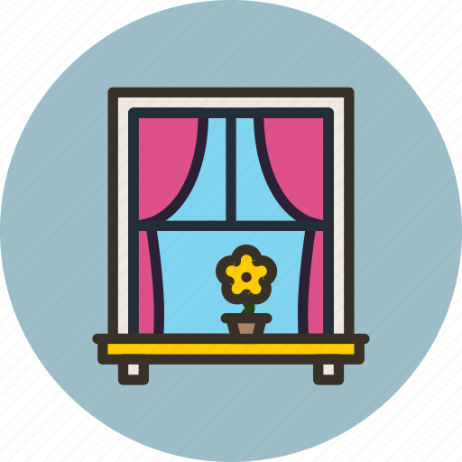 Curtains, flower, interior, window icon - Download on Iconfinder