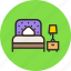 bed, bedroom, furniture, interior, lamp 