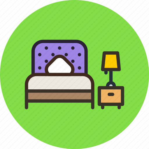 Bed, bedroom, furniture, interior, lamp icon - Download on Iconfinder